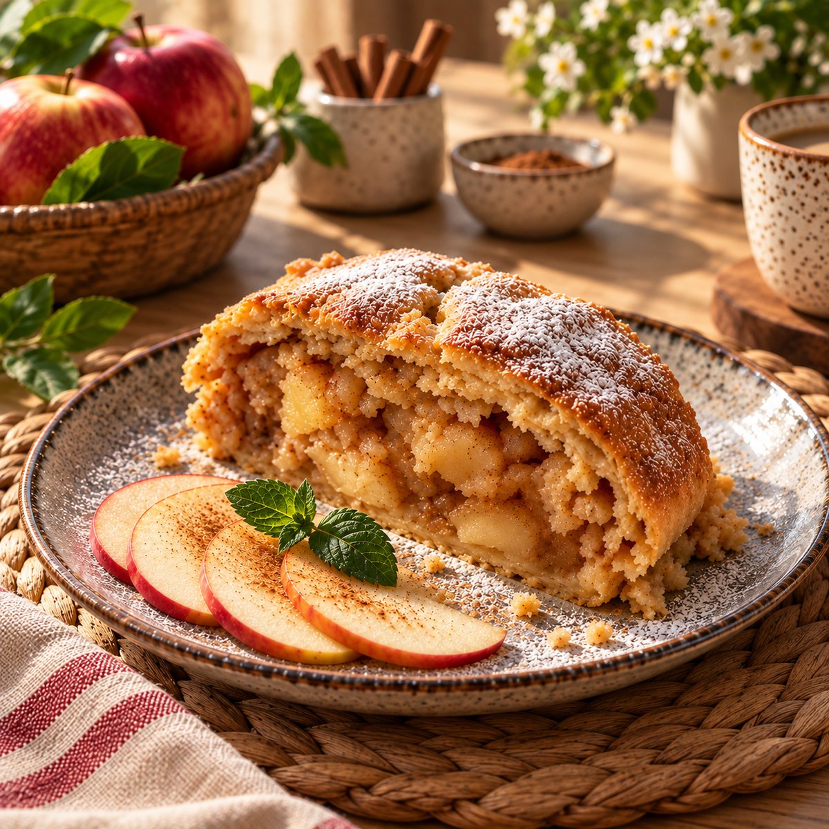 Рулет с яблоками и корицей