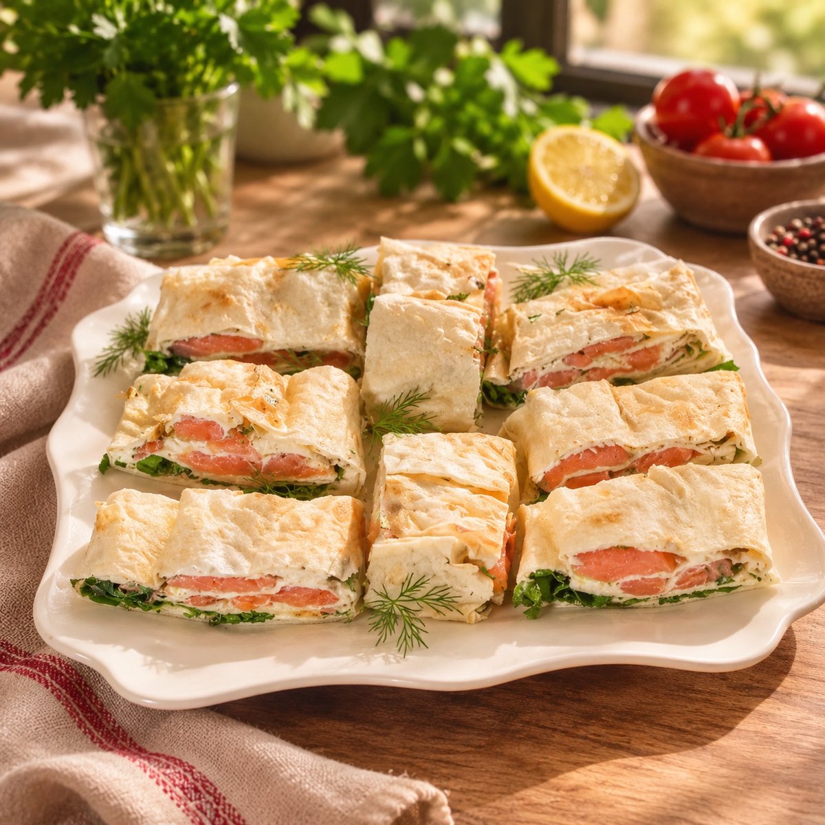Рулет с красной рыбой и сливочным сыром